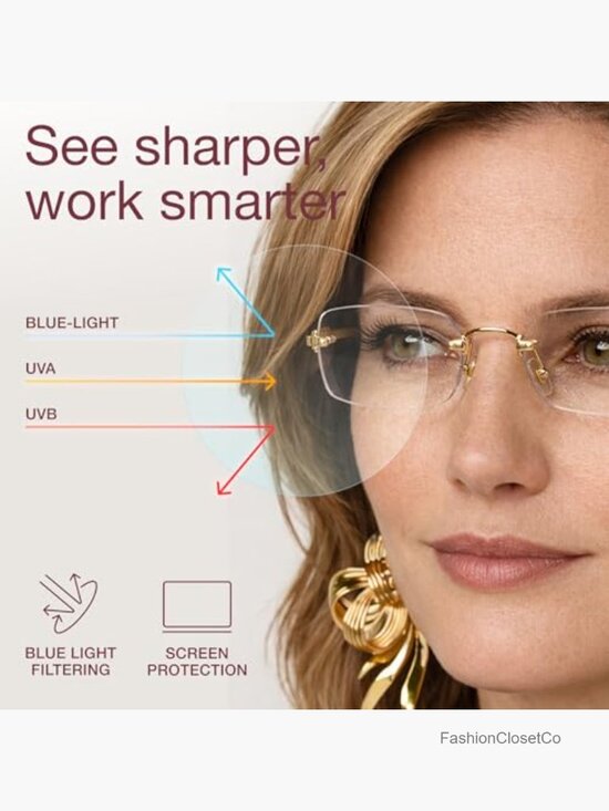 Rimless Reading Glasses with Blue Light Protection for Women main image 7